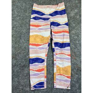 Lululemon True Self Crop High Rise Bleacher Stripe White Iris Flower Size 6